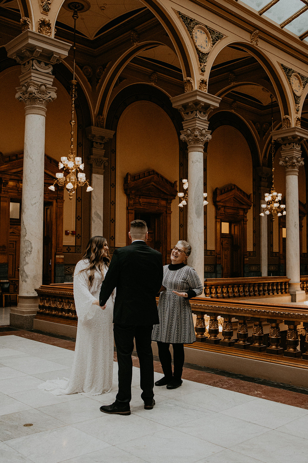 Elope at the Indiana State House.  Marry Me In Indy! LLC Photo by Karen Trejo Photography.