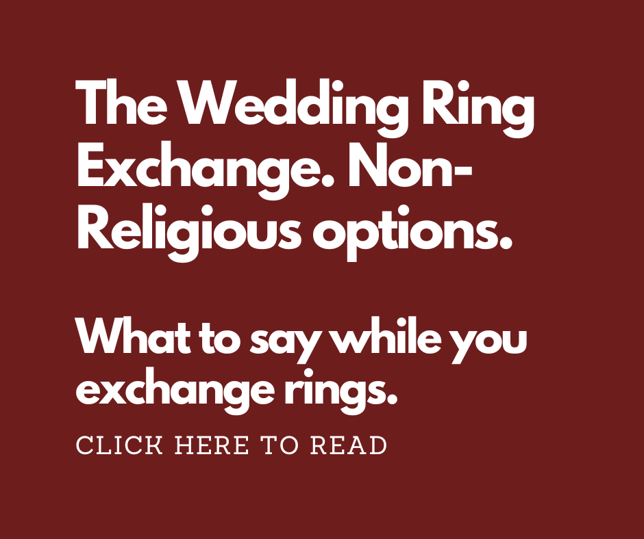 Non-religious wedding ring exchanges for your wedding ceremony. Marry Me In Indy! LLC. 