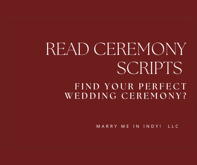 Marry Me In Indy LLC.  Professional Wedding Officiant Services Indianapolis.  Formal, personalized wedding ceremonies.