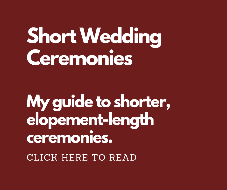 Short Wedding Ceremonies.  Marry Me In Indy! LLC.